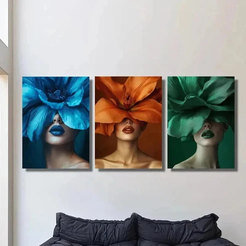 3pcs Fantasy Women with Flower Crown Wall Art Canvas Unframed - High Quality Print 100% Australian Made Wall Canvas
