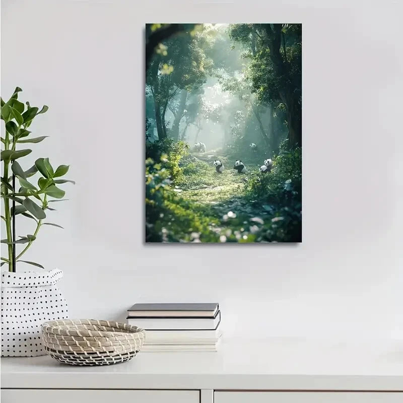 Magical Forest with Cinematic Lighting Painting 40x60cm Metal Print Ready to Hang - Bella Home Decor