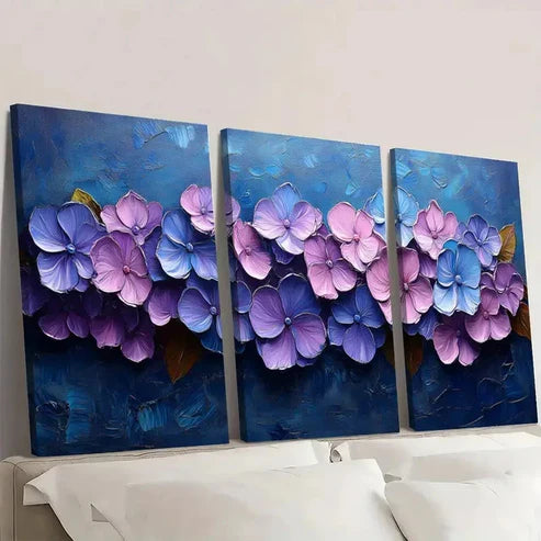 3pcs Purple Floral Impasto Artwork PF Wall Art Canvas Unframed – High Quality Print 100% Australian Made Wall Canvas