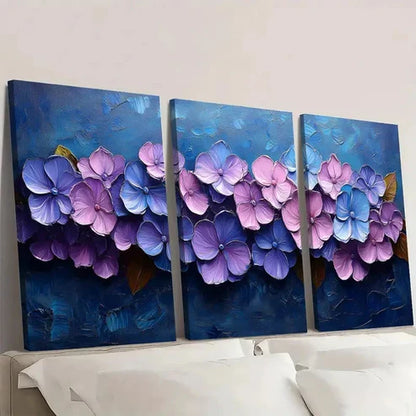 3pcs Purple Floral Impasto Artwork PF Wall Art Canvas Unframed – High Quality Print 100% Australian Made Wall Canvas