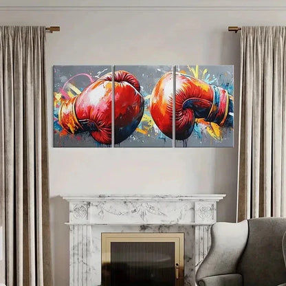 3pcs Abstract Graffiti Art of Boxing Gloves Wall Art Canvas Unframed - High Quality Print 100% Australian Made Wall Canvas - Bella Home Decor