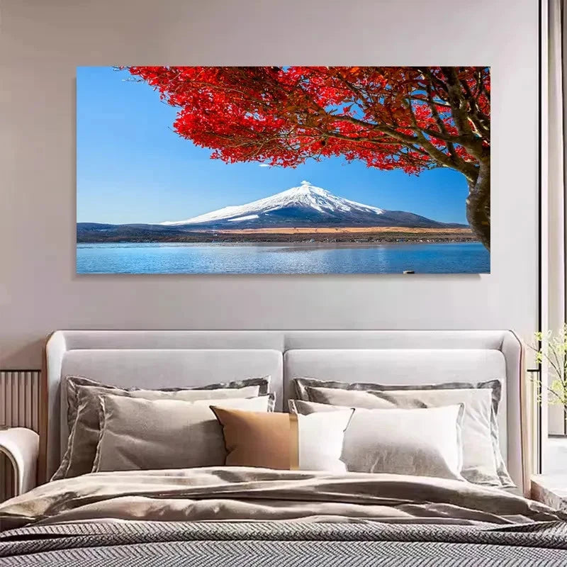 Snowy Mountain & Lake View Wall Art Canvas Office Home Room Framed 120x60cm - Bella Home Decor