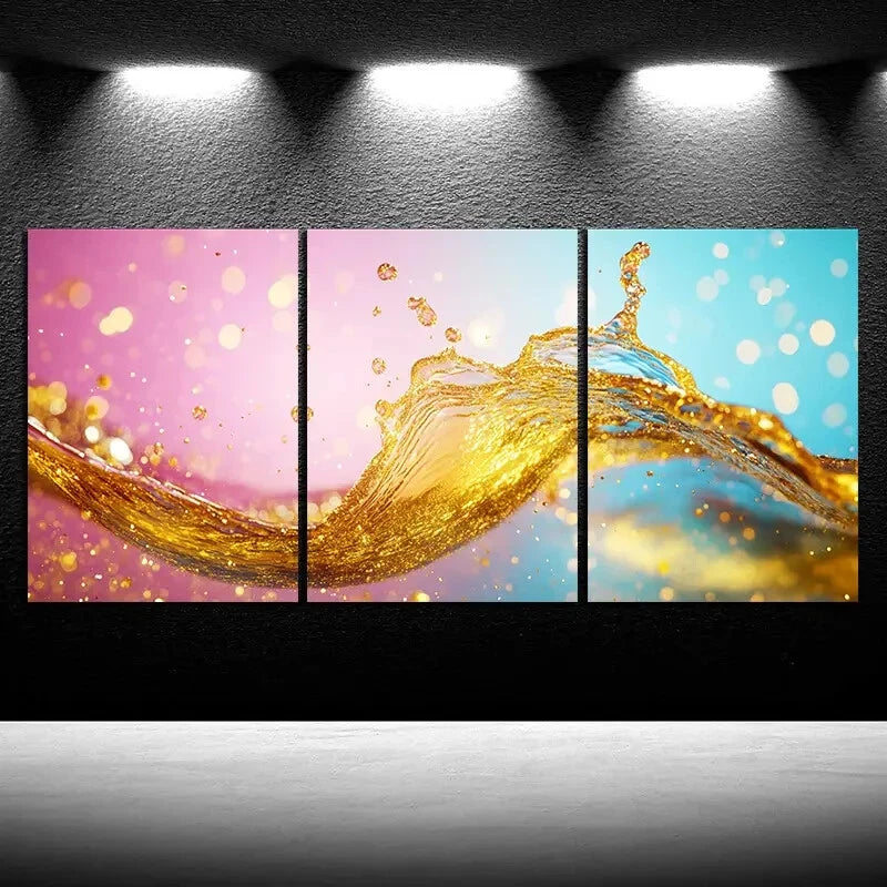3pcs Beautiful Colourful Waves Modern Metal Print Ready to Hang Art - Bella Home Decor