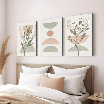 3pcs Sage Green Modern Abstract Blush Pink Green Canvas Unframed - High Quality Print 100% Australian Made Wall Canvas