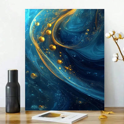 Abstract Blue And Teal Liquid Paint with Bubbles 40x60cm Metal Print Ready to Hang