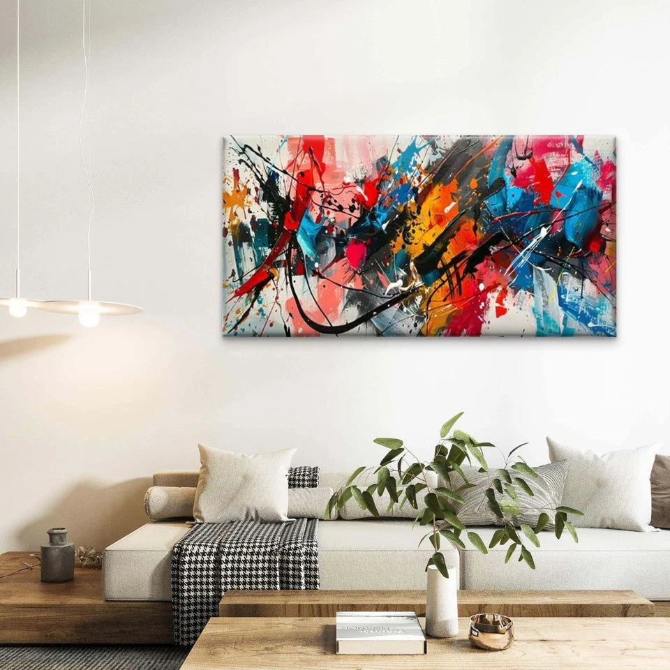 Vibrant Color Spray Wall Art Canvas Office Home Room Framed 120x60cm