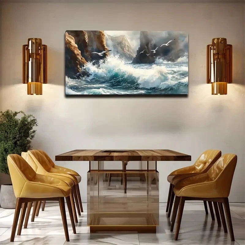 Reefs & Seabirds Seascape Wall Art Canvas Office Home Room Framed 120x60cm