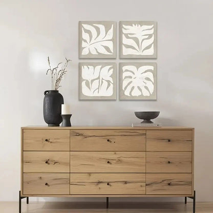 4pcs Botanical Floral Wall Art Prints - Modern Far Wall Art Canvas Framed