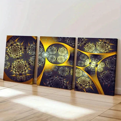 3pcs Shapes Composed Of Colorful Lines Wall Art Set Canvas Unframed - High Quality Print 100% Australian Made Wall Canvas
