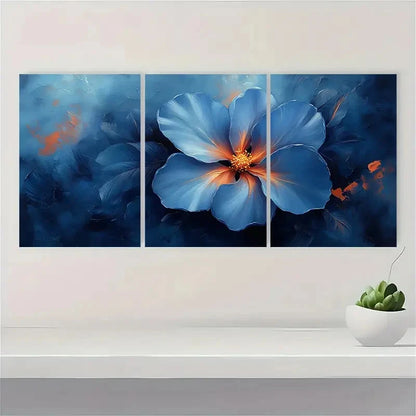 3pcs  Blue Flower  Painting ER  Wall Art Set Canvas Framed 50x70cm - High Quality Print 100% Australian Made Wall Canvas Ready to Hang - Bella Home Decor