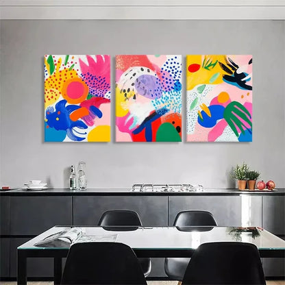 3pcs Three Colorful Abstract Geometric Perfect Art Set Canvas Unframed - High Quality Print 100% Australian Made Wall Canvas