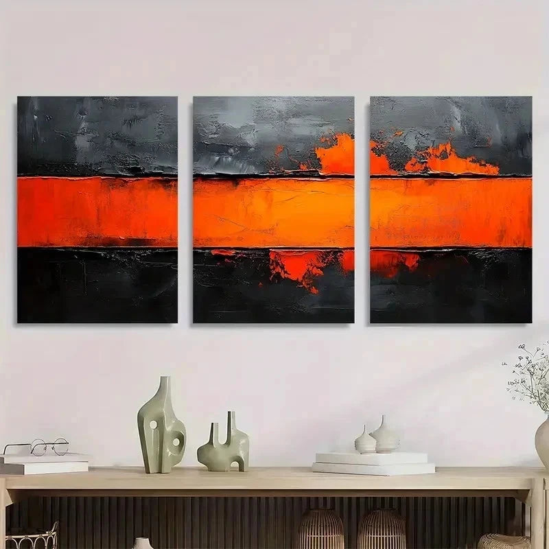 3pcs Black And Gray Abstract Modern Perfect Wall Art Set Canvas Framed 50x70cm - High Quality Print 100% Australian Made Wall Canvas Ready to Hang - Bella Home Decor