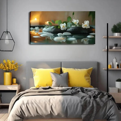 Abstract Style White Flower Wall Art Canvas Office Home Room Framed 120x60cm