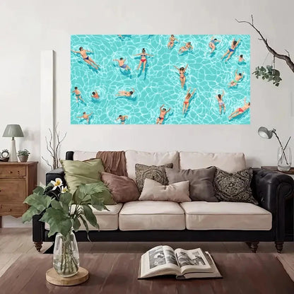 Swimming Pool Fun Wall Art Canvas Office Home Room Framed 120x60cm