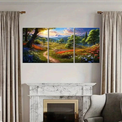 3pcs Fantasy Natural Landscape Anime Style Wall Art Set Canvas Framed 60x90cm - High Quality Print 100% Australian Made Wall Canvas Ready to Hang