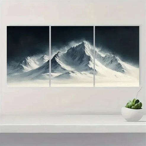 3pcs Alpine Echoes Minimalist Mountain uy Wall Art Set Canvas Unframed - High Quality Print 100% Australian Made Wall Canvas