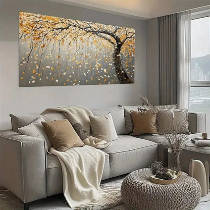 Autumn Tree Golden Leaves wall canvas office home room framed 120x60cm - Bella Home Decor