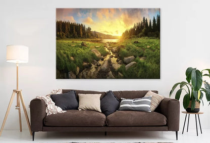 Colorful Clouds, Trees, Grassland   Wall Art Decor 100% Australian Made - Bella Home Decor