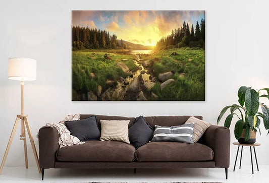 Colorful Clouds, Trees, Grassland   Wall Art Decor 100% Australian Made - Bella Home Decor