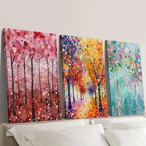 3pcs Abstract Spring Forest Trees Prints Wall Art Set Canvas Unframed - High Quality Print 100% Australian Made Wall Canvas - Bella Home Decor