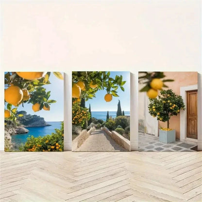 3pcs Lemon Tree Canvas  Wall Art Set Canvas Framed 50x70cm - High Quality Print 100% Australian Made Wall Canvas Ready to Hang