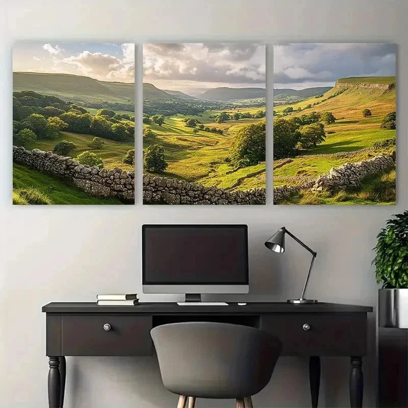 3pcs British Countryside Landscape Perfect Wall Art Set Canvas Framed 50x70cm - High Quality Print 100% Australian Made Wall Canvas Ready to Hang - Bella Home Decor