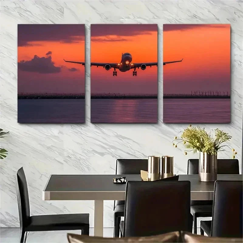 3pcs Dusk Flight The Sea Sunset Soar Prefect Wall Art Set Canvas Framed 50x70cm - High Quality Print 100% Australian Made Wall Canvas Ready to Hang - Bella Home Decor