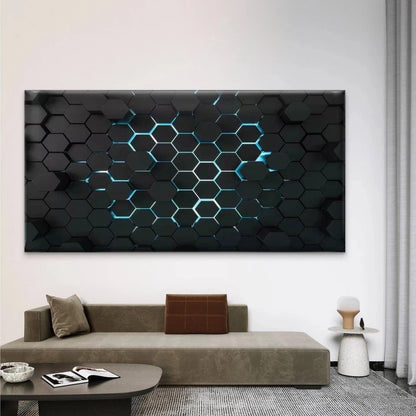 Modern & Hexagonal Geometric Wall Art Canvas Office Home Room Framed 120x60cm - Bella Home Decor