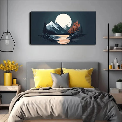 Snow-Capped Mountains Calm Wall Art Canvas Office Home Room Framed 120x60cm