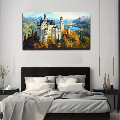 Fairy Tale Dream Castle Wall Art Canvas Office Home Room Framed 120x60cm