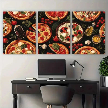 3pcs Italian Style Dinner Menu Perfect Wall Art Set Canvas Framed 50x70cm - High Quality Print 100% Australian Made Wall Canvas Ready to Hang