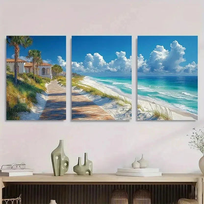 3pcs Alys Beach & Rosemary Beach Scenery Perfect Wall Art Set Canvas Framed 60x90cm - High Quality Print 100% Australian Made Wall Canvas Ready to Hang - Bella Home Decor