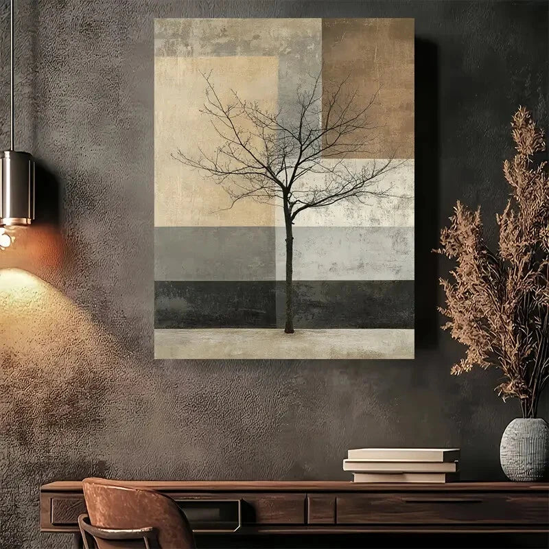 Beautiful Modern Abstract Tree Painting 40x60cm Metal Print Ready to Hang - Bella Home Decor