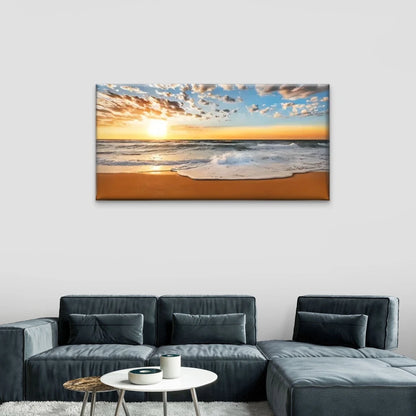 The Beach Sun Falls Nature Wall Art Canvas Office Home Room Framed 120x60cm