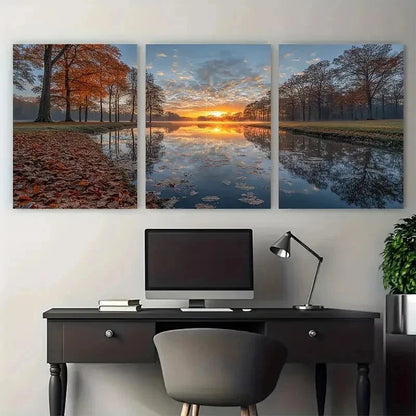 3pcs Bord Du Ruisseau Nature Perfect Wall Art Set Canvas Framed 50x70cm - High Quality Print 100% Australian Made Wall Canvas Ready to Hang - Bella Home Decor
