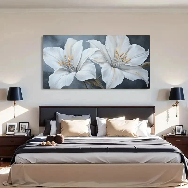 Delicate Stamen Details & Curve Wall Art Canvas Office Home Room Framed 120x60cm - Bella Home Decor