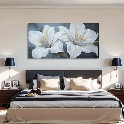 Delicate Stamen Details & Curve Wall Art Canvas Office Home Room Framed 120x60cm - Bella Home Decor
