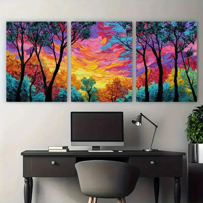 3pcs Abstract Colorful Tree Sunset Prefect Wall Art Set Canvas Framed 40x60cm - High Quality Print 100% Australian Made Wall Canvas Ready to Hang - Bella Home Decor