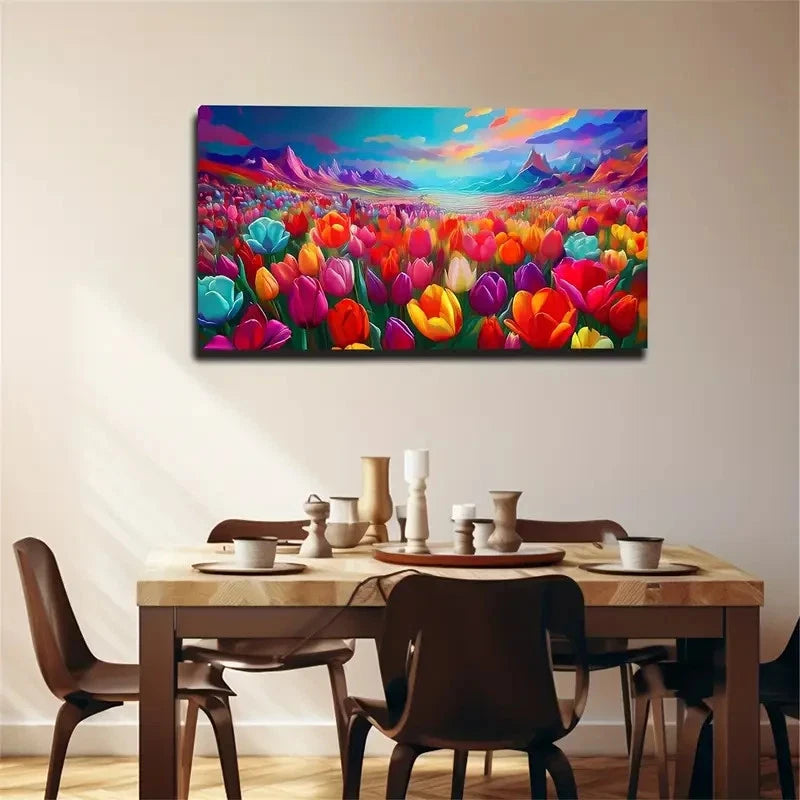 Colorful Tulips Wall Art Canvas Office Home Room Framed 120x60cm