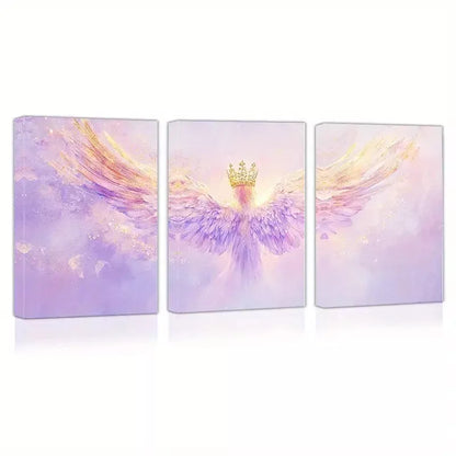 3pcs Elegant and Beautiful Angel with gold Clown Wall Art Set Canvas Framed 50x70cm - High Quality Print 100% Australian Made Wall Canvas Ready to Hang