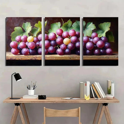 3pcs Bunch Of Grapes Décor Perfect Wall Art Set Canvas Framed 50x70cm - High Quality Print 100% Australian Made Wall Canvas Ready to Hang - Bella Home Decor