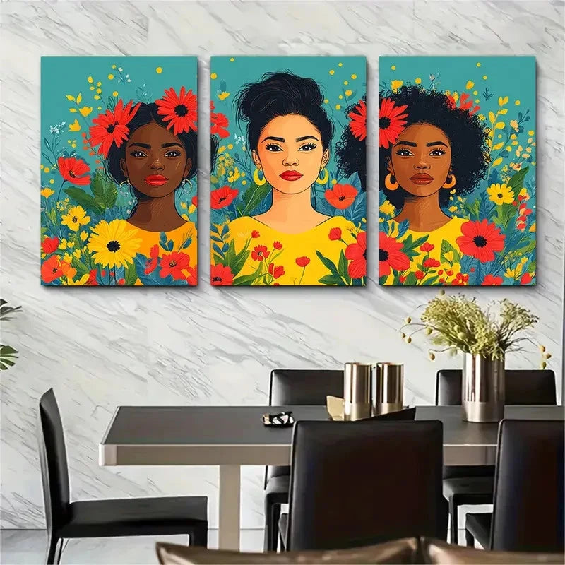 3pcs Digital Illustration With Colorful Perfect Wall Art Set Canvas Framed 60x90cm - High Quality Print 100% Australian Made Wall Canvas Ready to Hang - Bella Home Decor