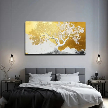 Unique White Tree Shape Wall Art Canvas Office Home Room Framed 120x60cm
