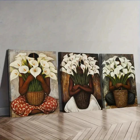 3pcs Play with Calla Lilies Wall Art Canvas Unframed - High Quality Print 100% Australian Made Wall Canvas - Bella Home Decor