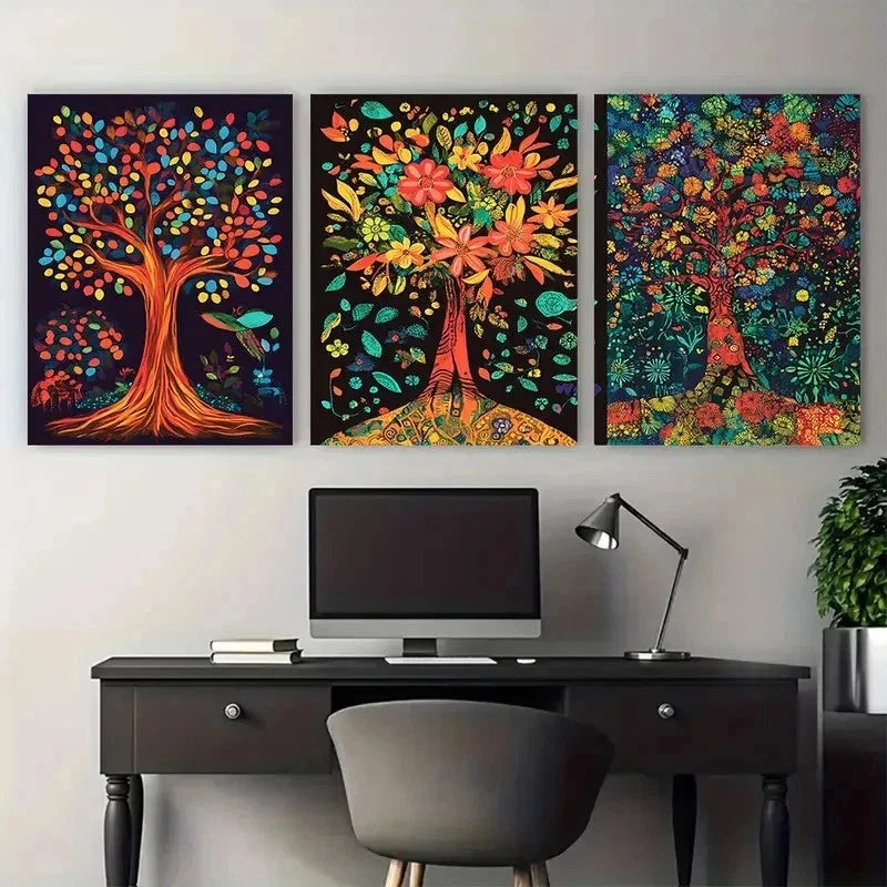 3pcs Indigenous African Ghana Travel Perfect Wall Art Set Canvas Framed 50x70cm - High Quality Print 100% Australian Made Wall Canvas Ready to Hang