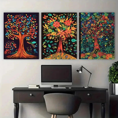 3pcs Indigenous African Ghana Travel Perfect Wall Art Set Canvas Framed 50x70cm - High Quality Print 100% Australian Made Wall Canvas Ready to Hang
