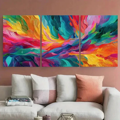 3pcs Bright Abstract Modern Vibrant Wall Art Canvas Unframed - High Quality Print 100% Australian Made Wall Canvas - Bella Home Decor
