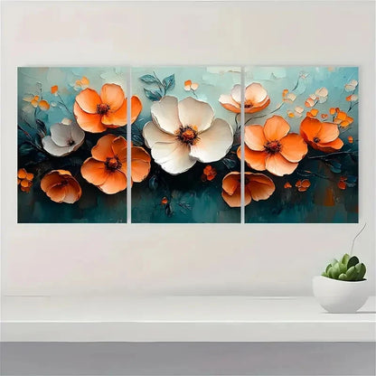 3pcs Abstract Texture Orange Floral  JN  Wall Art Set Canvas Framed 40x60cm - High Quality Print 100% Australian Made Wall Canvas Ready to Hang - Bella Home Decor
