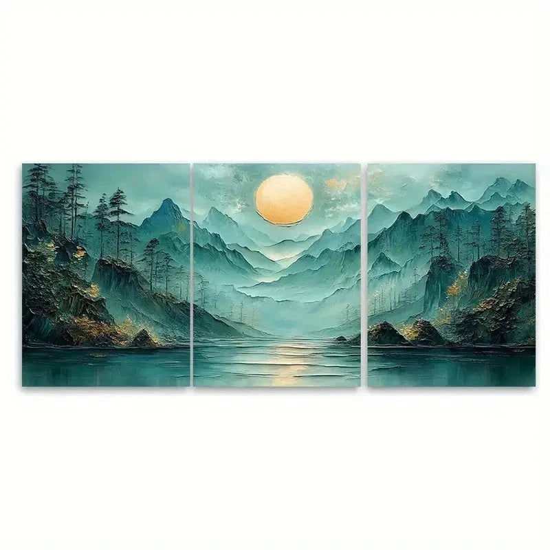 3pcs Inspired Artwork Green EI  Wall Art Set Canvas Framed 50x70cm - High Quality Print 100% Australian Made Wall Canvas Ready to Hang - Bella Home Decor