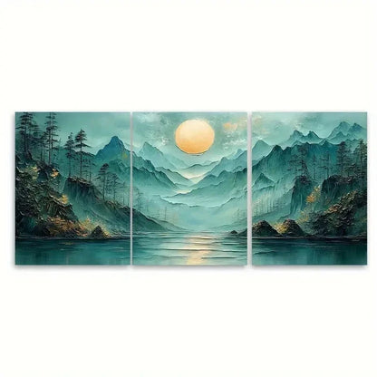 3pcs Inspired Artwork Green EI  Wall Art Set Canvas Framed 50x70cm - High Quality Print 100% Australian Made Wall Canvas Ready to Hang - Bella Home Decor